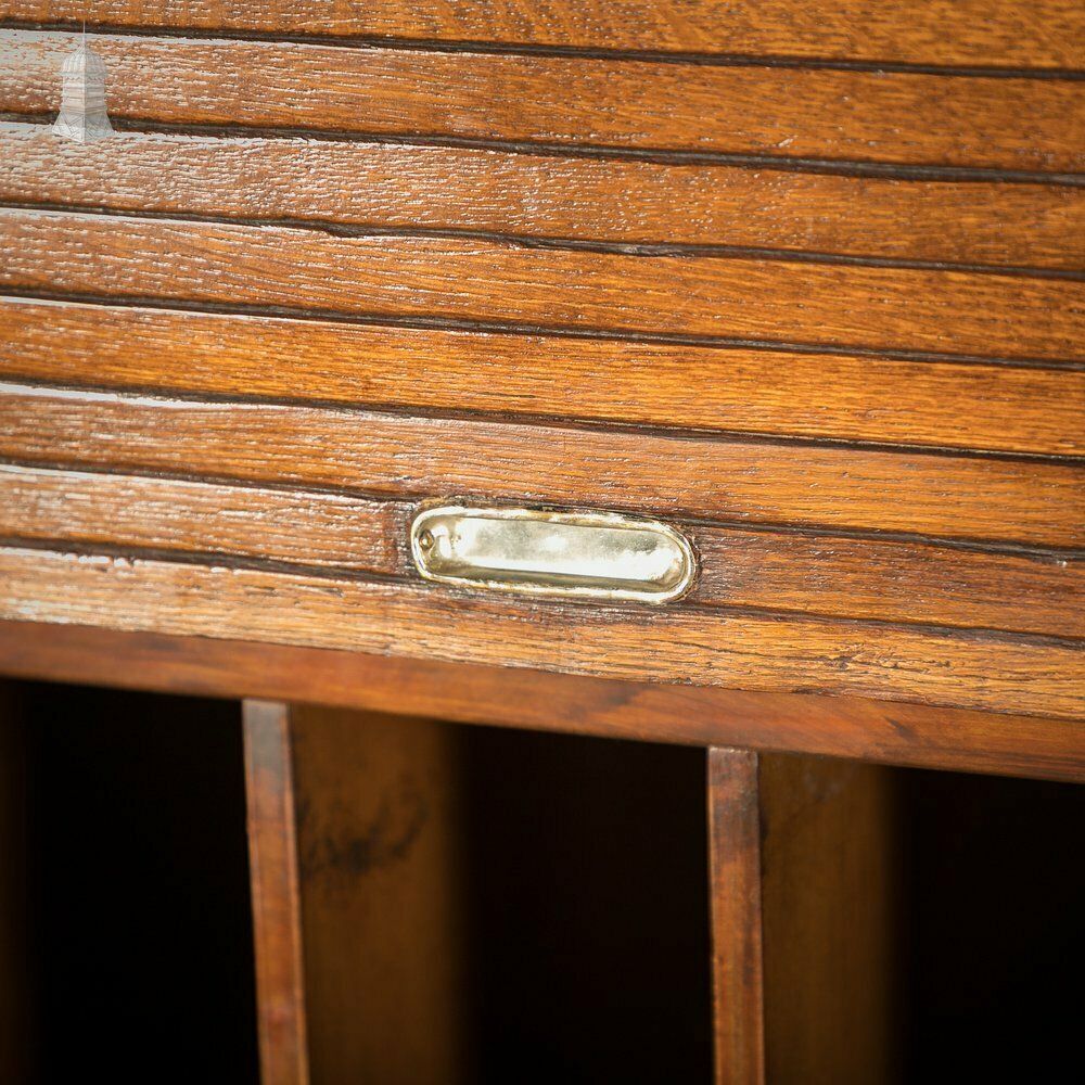 Tambour Front Cabinet, Mahogany And Oak Construction With Internal Pigeonhole Shelving From A Liner photo vinterior