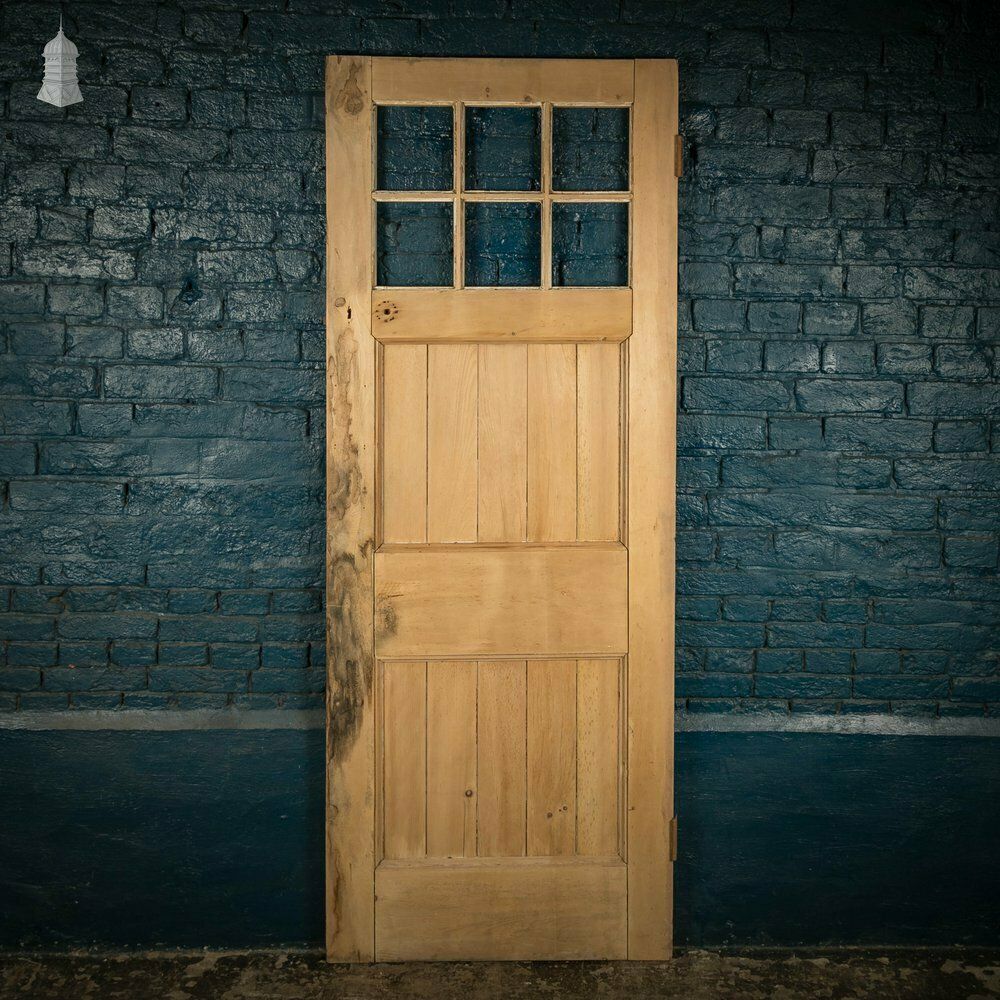 Glazed Pine Door, Edwardian Framed Plank photo 180.0