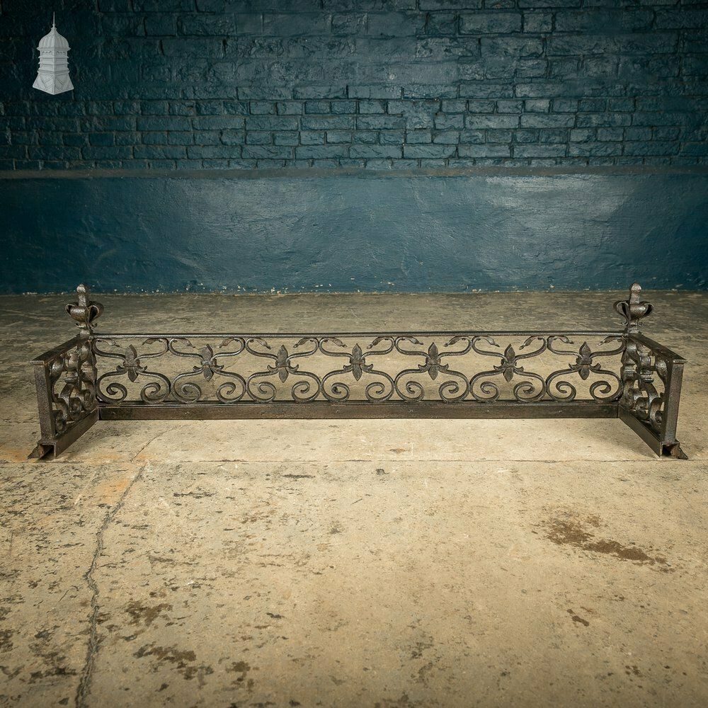 Home Fixtures Fireplace Fender, Wrought Iron Scroll Design photo