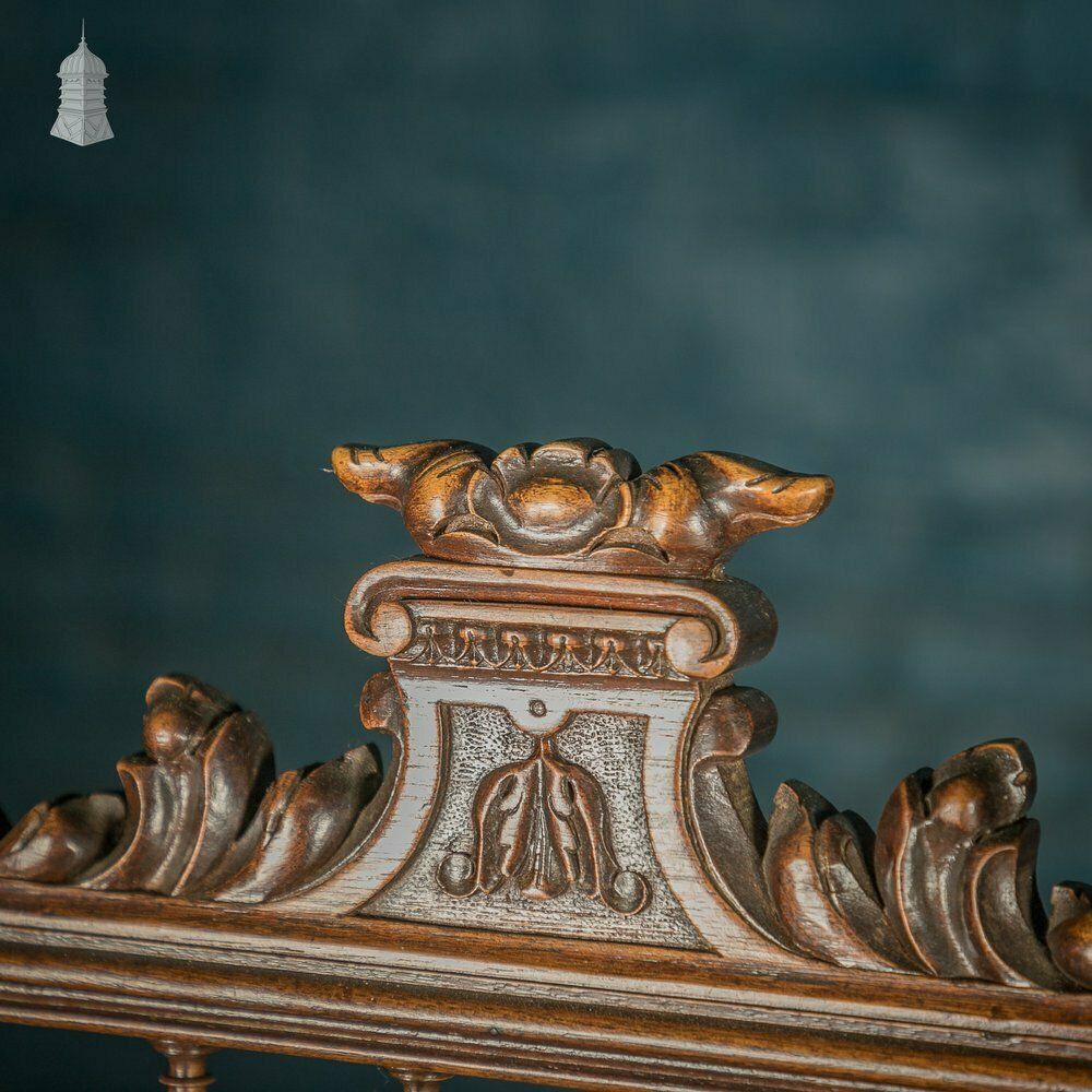 1140.0 Carved Oak Chairs, 19th C With Embossed Studded Leather Seats, Set Of 4 photo