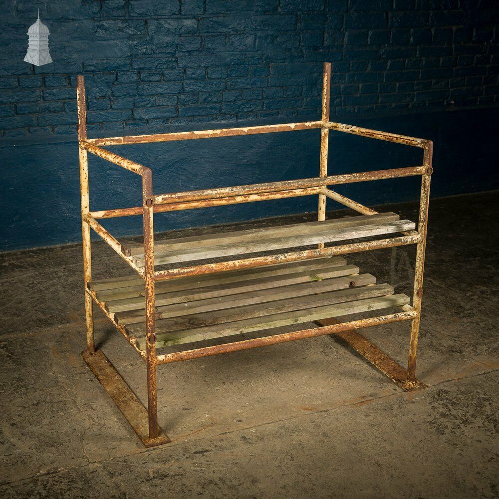 Metal Industrial Shelving Unit With Wooden Slats photo for sale