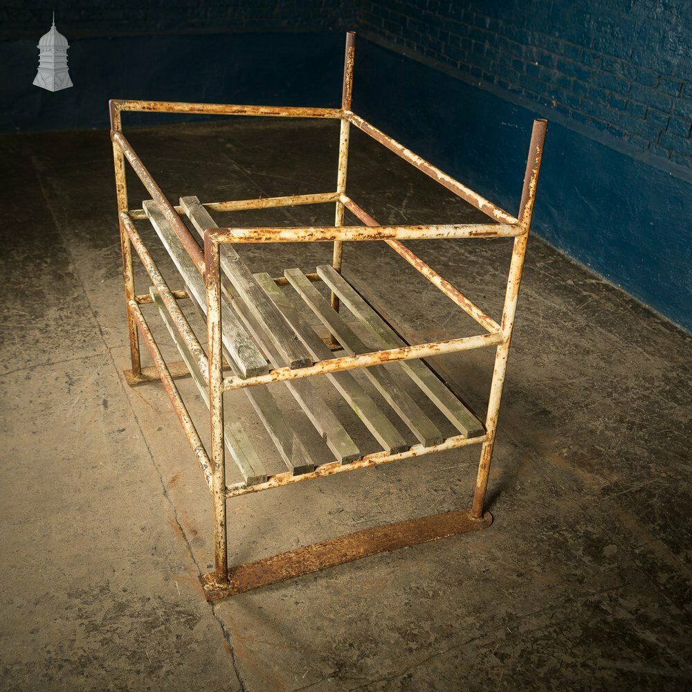 Metal Industrial Shelving Unit With Wooden Slats photo Furniture