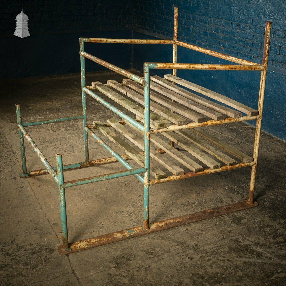 Metal Industrial Shelving With Wooden Slats photo for sale