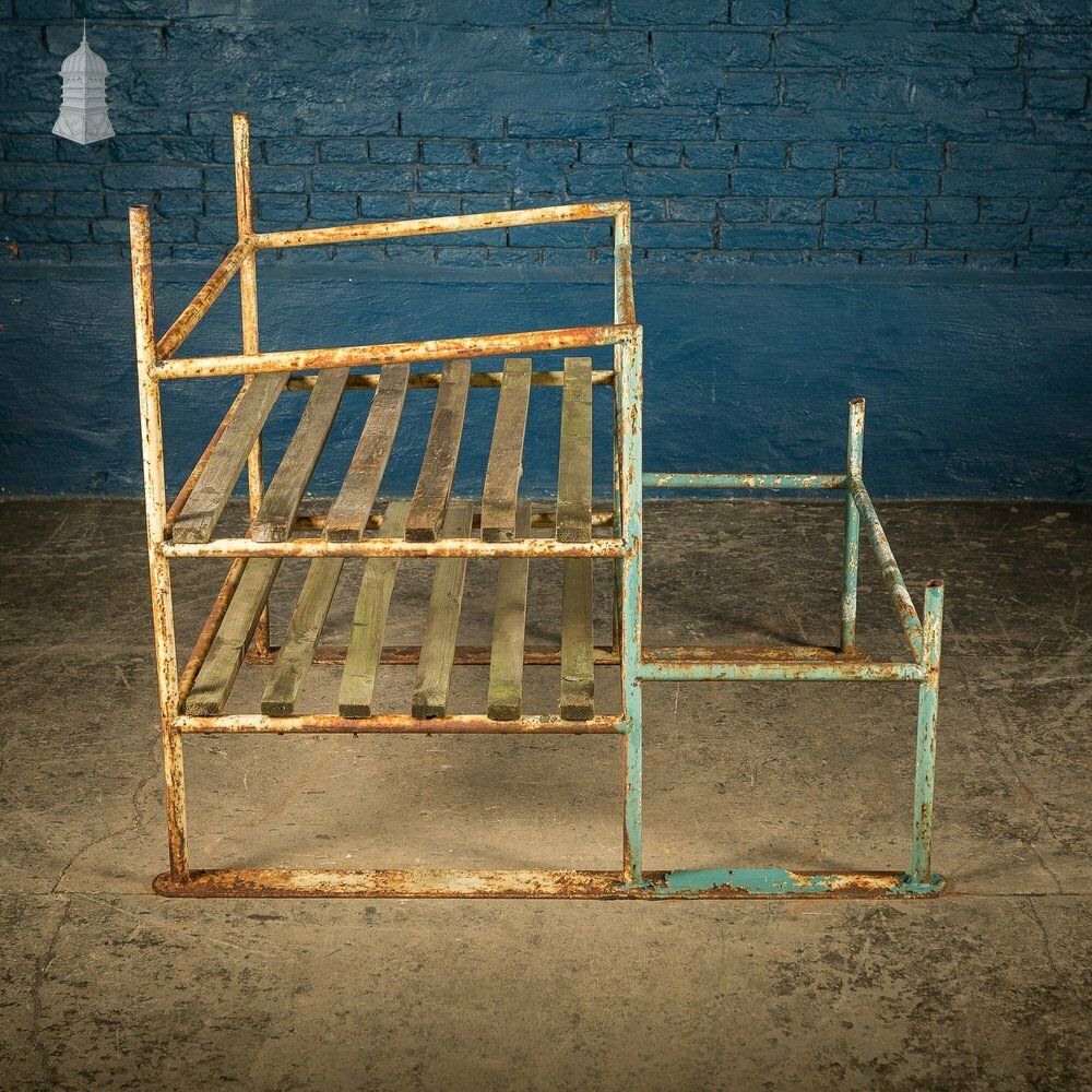 Furniture Metal Industrial Shelving With Wooden Slats photo