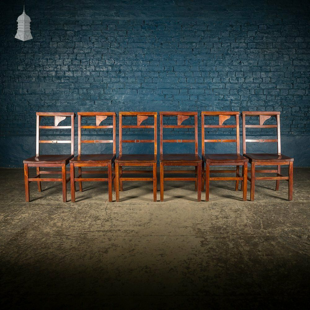 Set Of 6 19th C Elm Synagogue Chairs [No. 2] photo vinterior