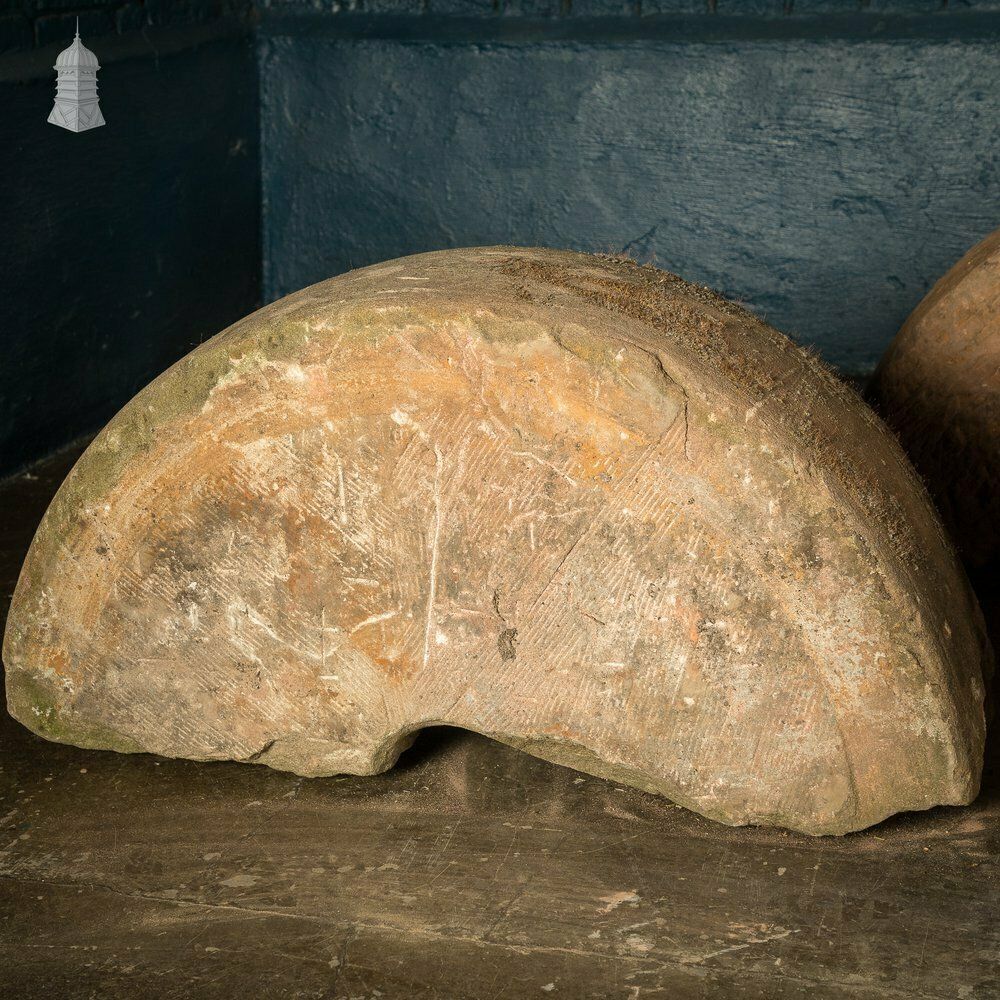 photo for sale Batch Of 8 Antique Half Round Sandstone Millstones
