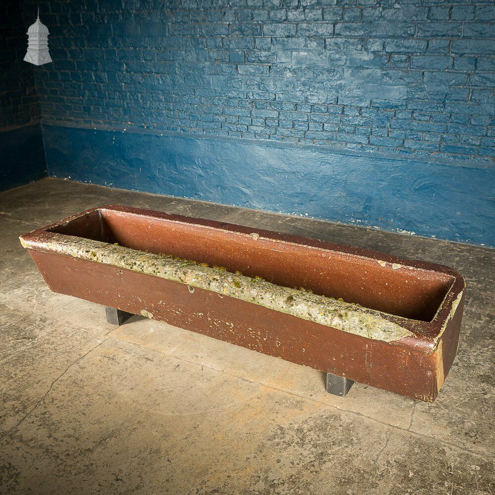 Large Salt Glazed Trough Planter By Farnley & Co