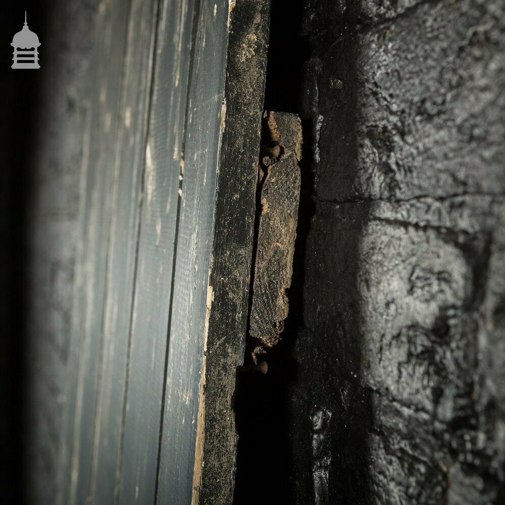 19th C Black Painted V Grove Pine Ledged And Braced Internal Cottage Door photo Home Fixtures