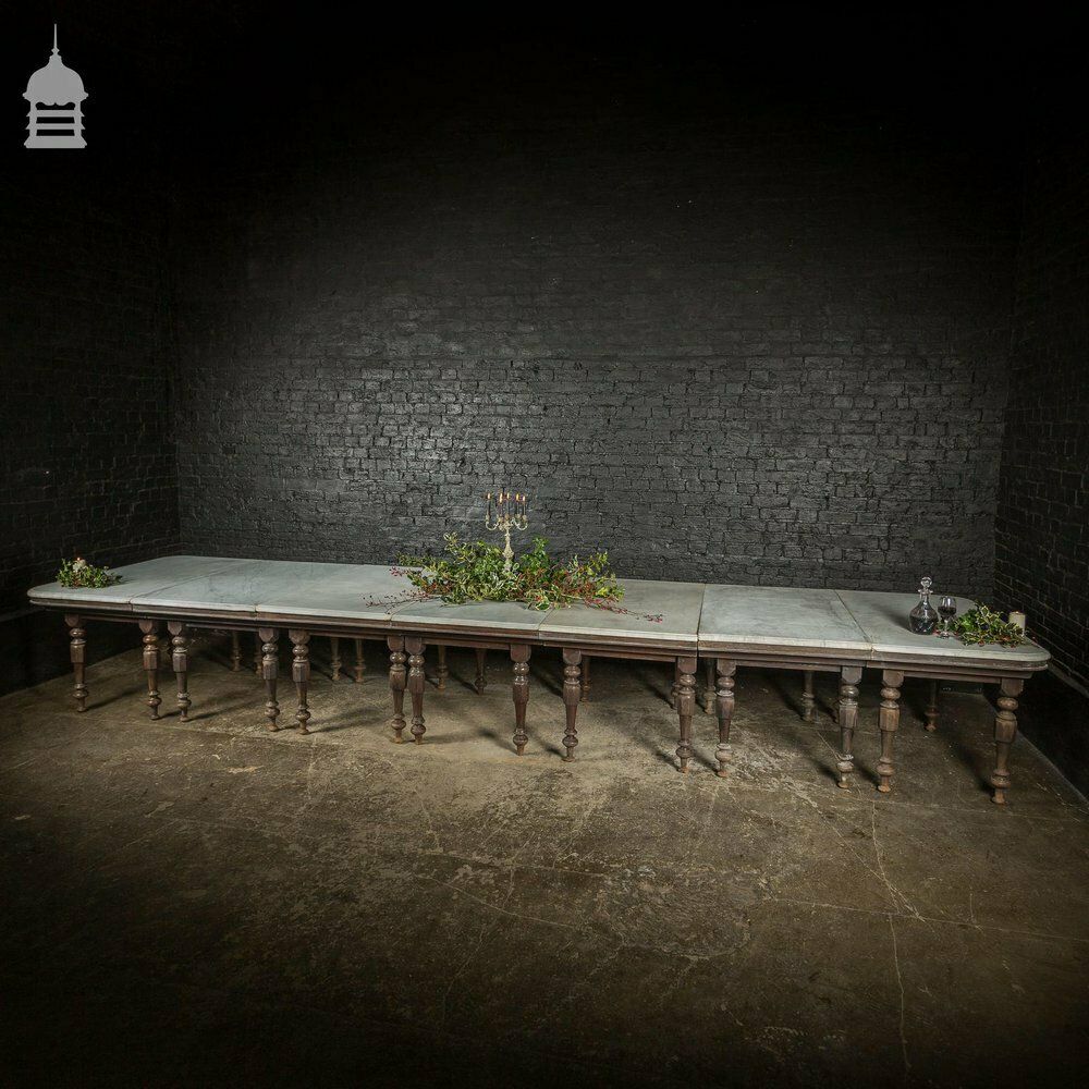 19th C Marble Topped Anglo Indian 7 Leaf Colonial Banqueting Table photo 34800.0