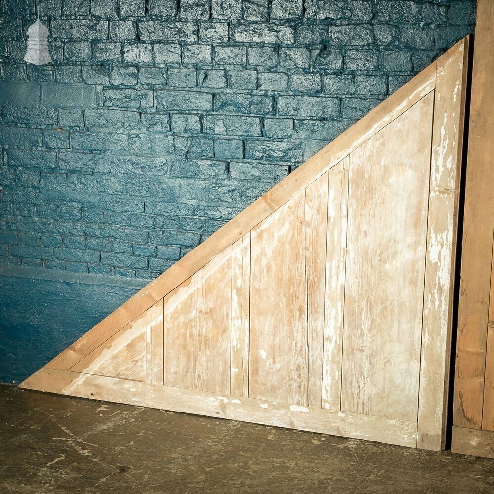 Pair Of Georgian Staircase Panels With Distressed White Painted Finish Panelling photo vintage