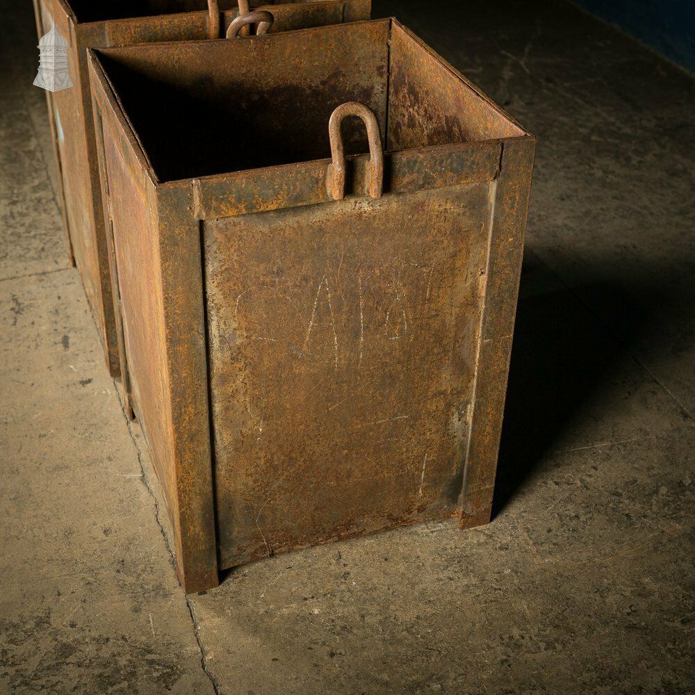 Pair Of Steel Industrial Factory Parts Bins Planters photo buy