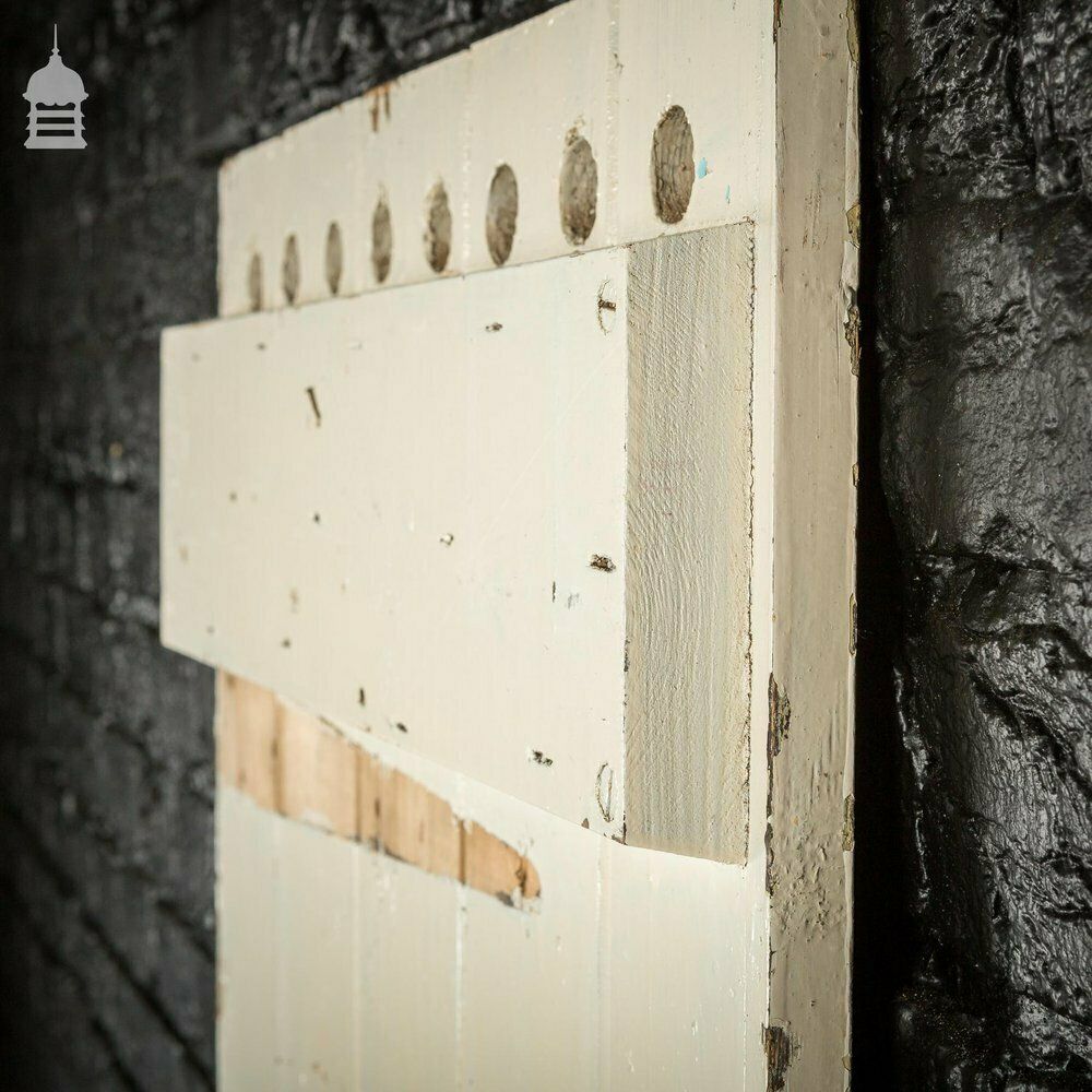 Narrow 19th C Ledged And Braced White Painted Pine Vented Cottage Pantry Door photo vintage