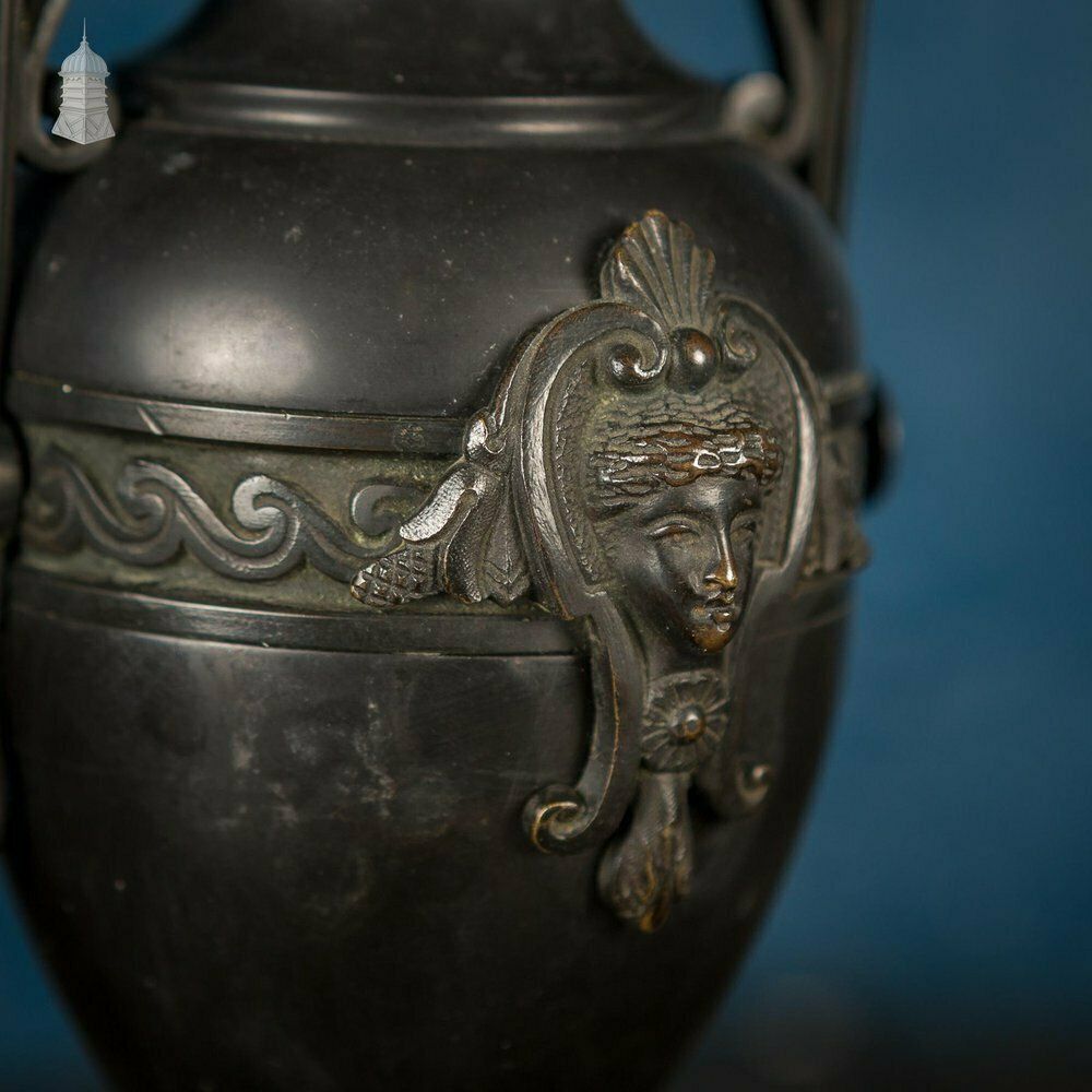 19th C Grand Tour Decorative Black Finish Bronze Mantle Piece Urn photo furniture