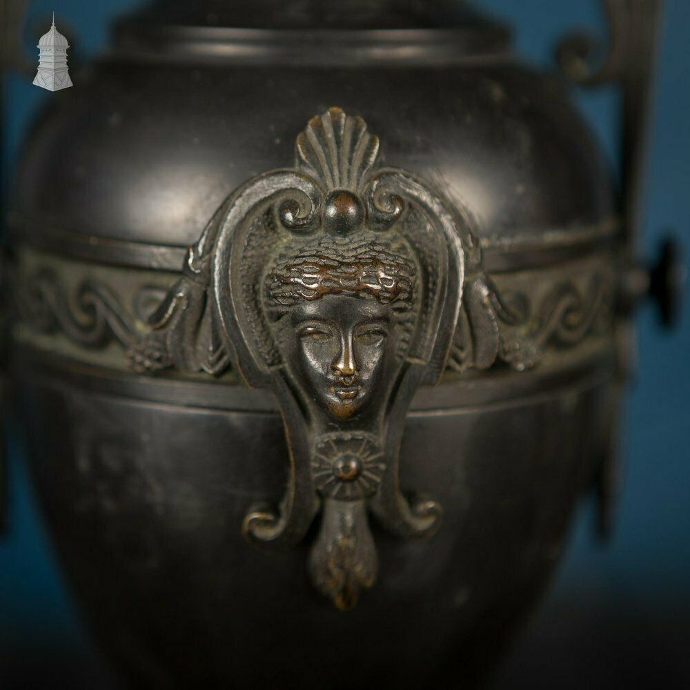 photo for sale 19th C Grand Tour Decorative Black Finish Bronze Mantle Piece Urn