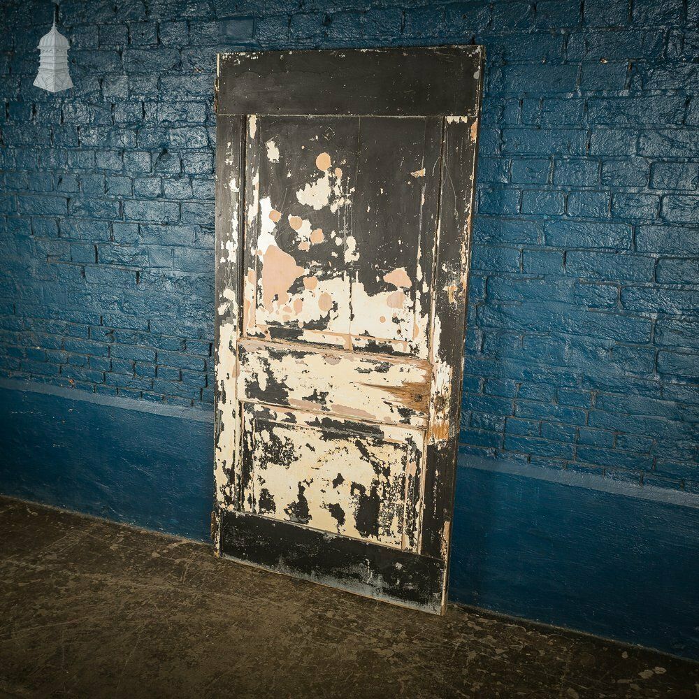 Black And White Cottage Door With Distressed Paint Finish photo for sale