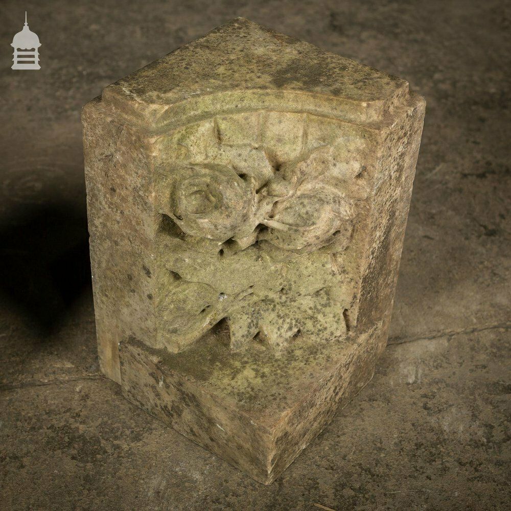 Pair Of 19th C Carved Marble Decorative Corner Stones photo for sale