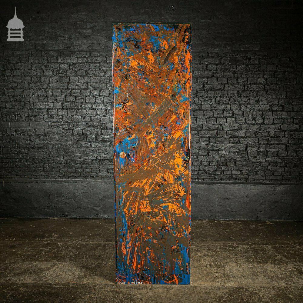 1940’s Metal Wwii Military Cabinet With Abstract Painted Finish No. 4 photo furniture