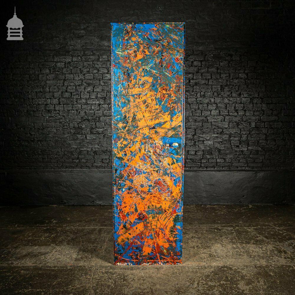 photo furniture 1940’s Metal Wwii Military Cabinet With Abstract Painted Finish No. 3
