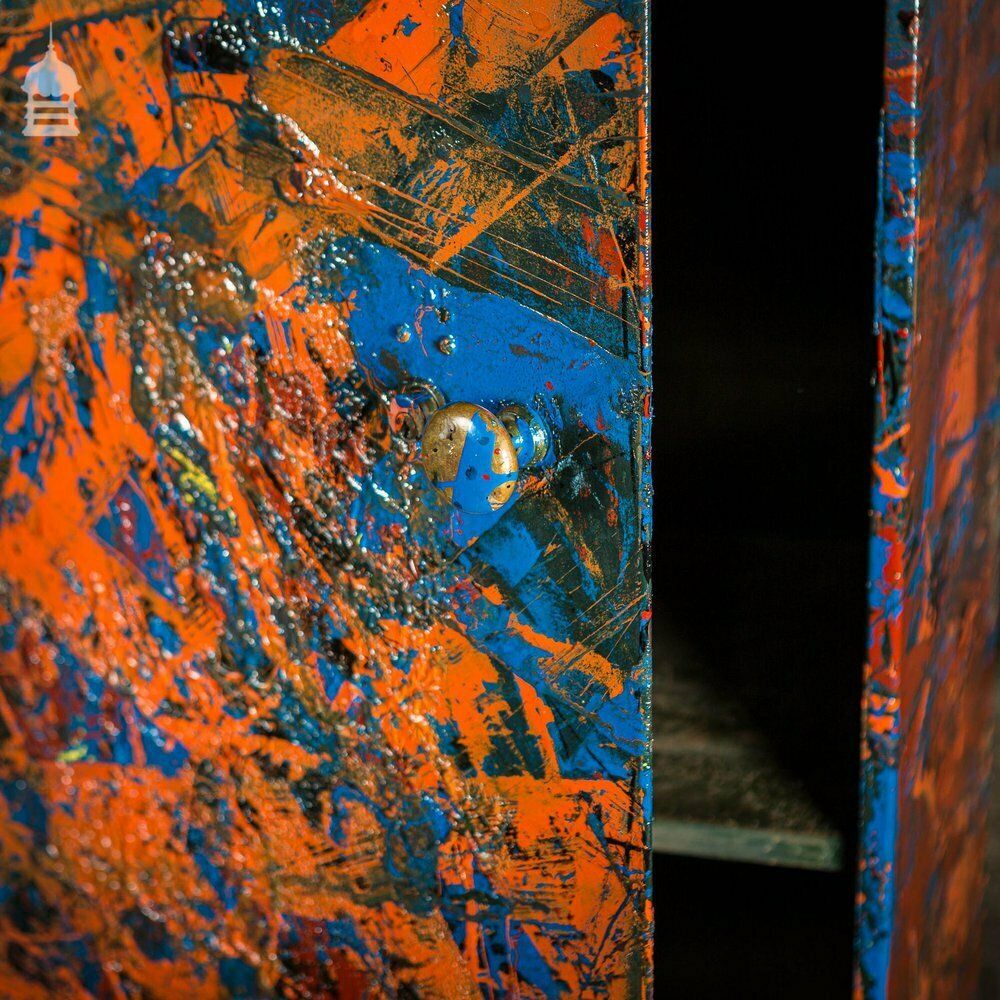 Furniture 1940’s Metal Wwii Military Cabinet With Abstract Painted Finish No. 3 photo