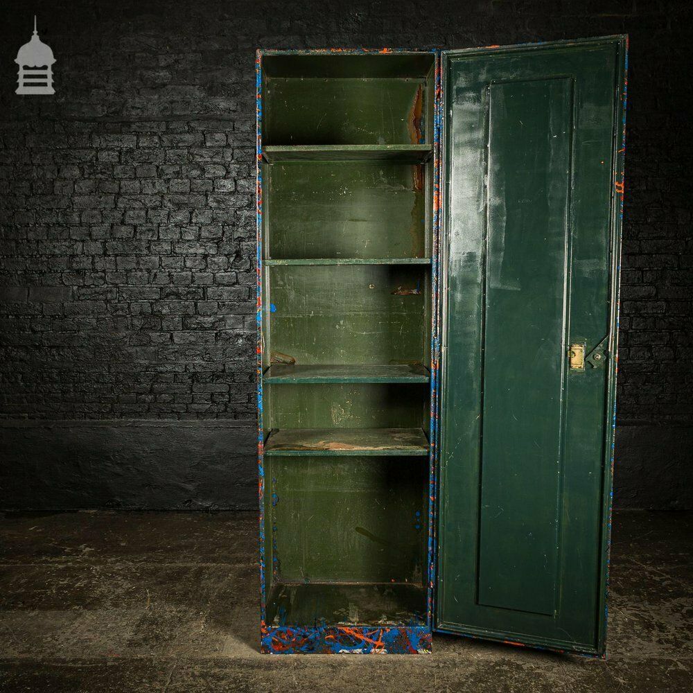 1940’s Metal Wwii Military Cabinet With Abstract Painted Finish No. 2 photo Furniture