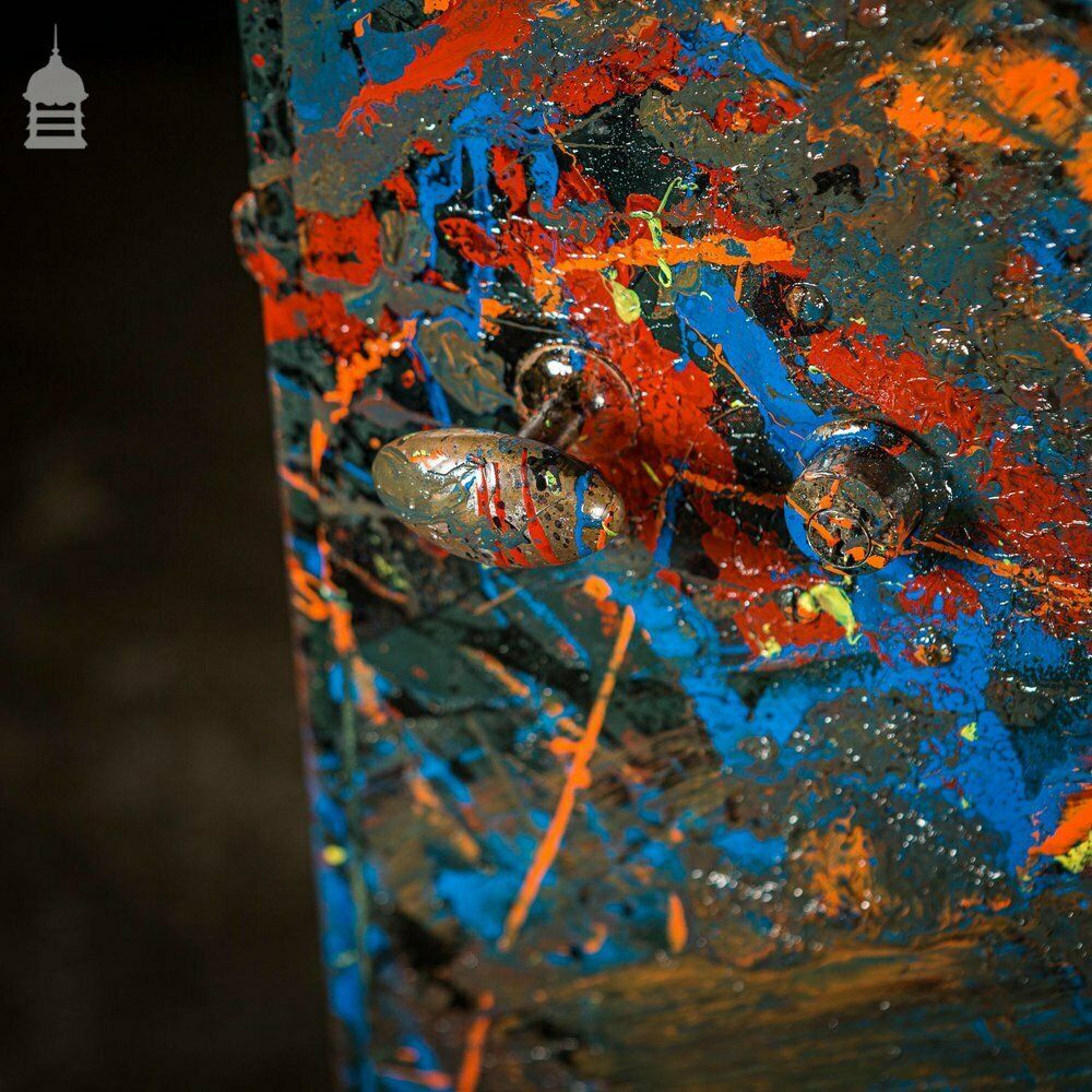 photo for sale 1940’s Metal Wwii Military Cabinet With Abstract Painted Finish No. 2
