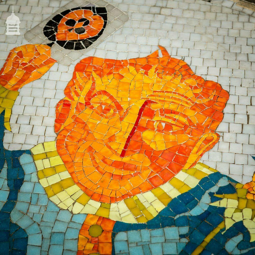 Pair Of Circular Floor Mosaics With Colourful Joker Designs photo Garden Decor
