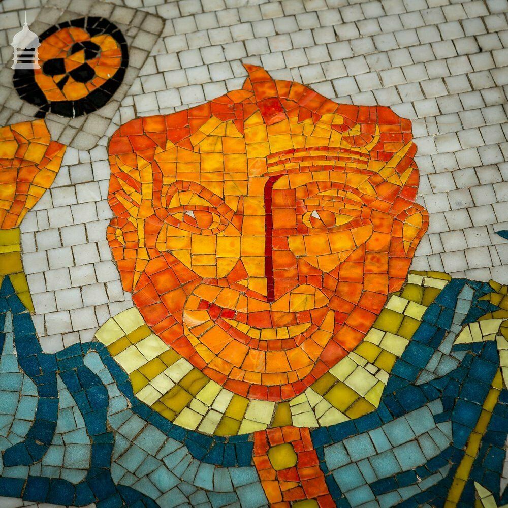 Pair Of Circular Floor Mosaics With Colourful Joker Designs photo 2640.0