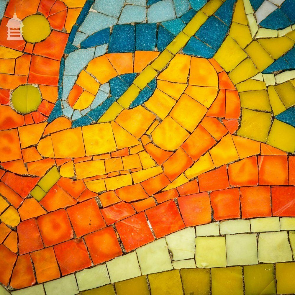 2640.0 Pair Of Circular Floor Mosaics With Colourful Joker Designs photo