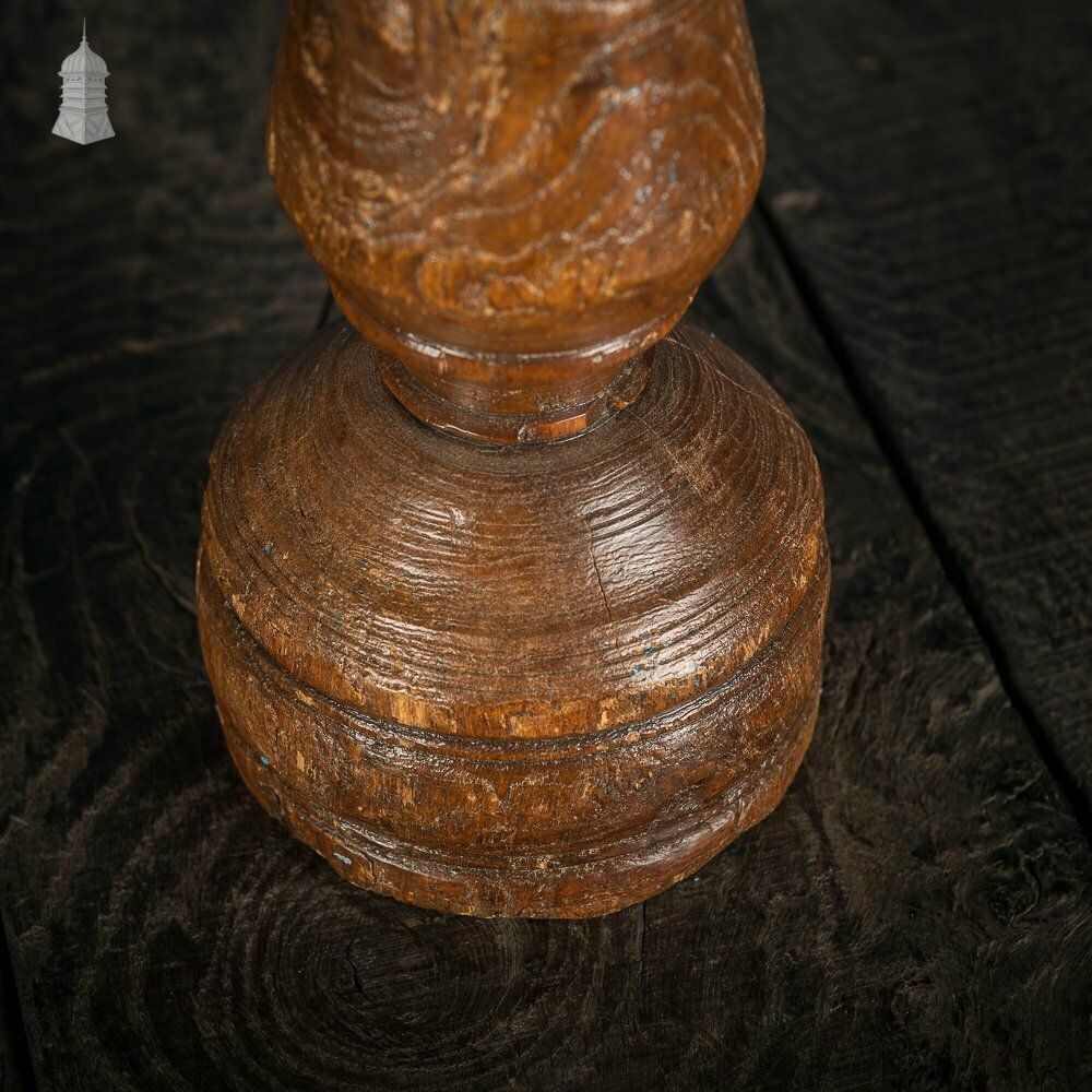 17th C Turned Wooden Candle Stick photo vinterior