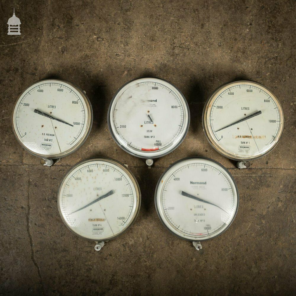 photo buy Batch Of 5 Vintage Industrial Fuel Gauges