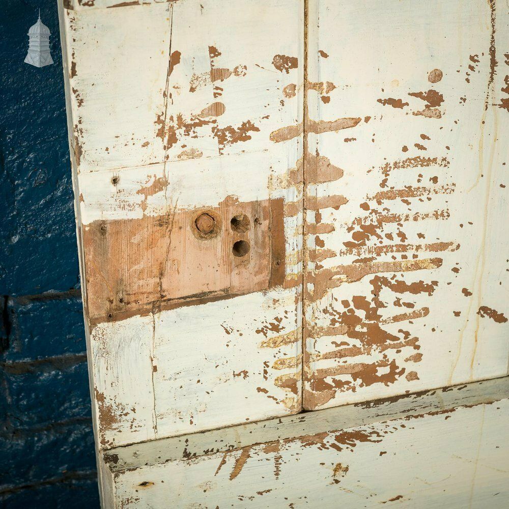 19th C Ledged And Braced Pine Cottage Door With White Distressed Paint Finish photo buy
