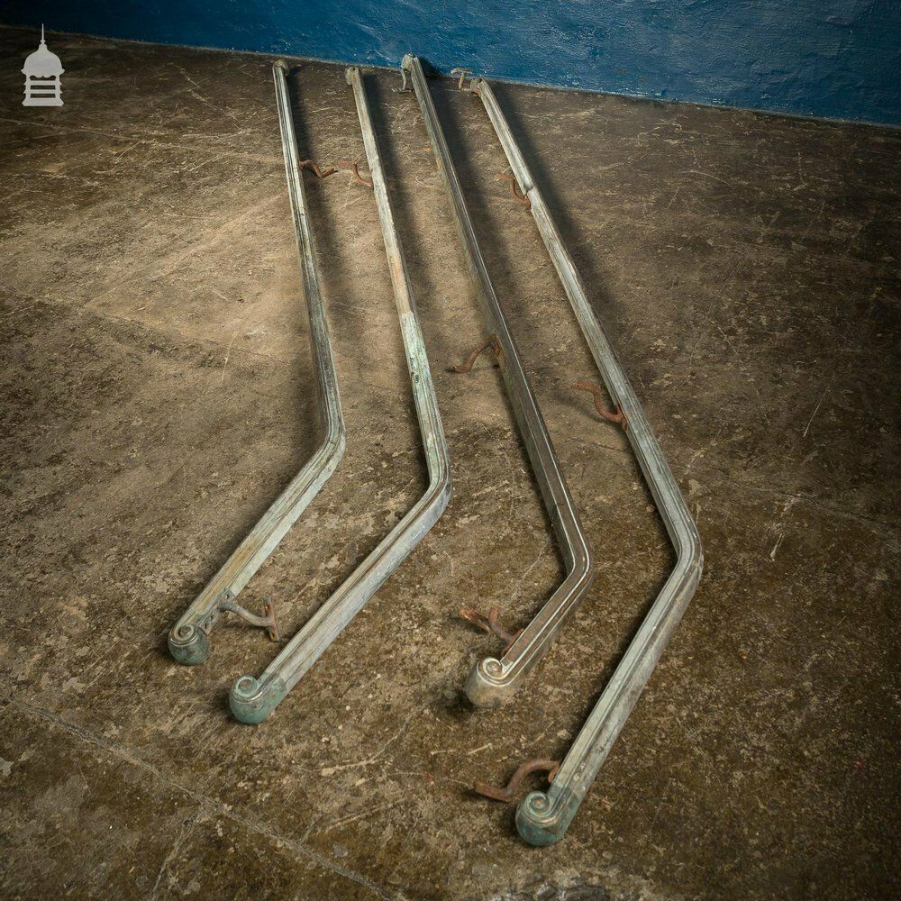 A Rare Set Of 4 19th C Brass Banister Hand Rails