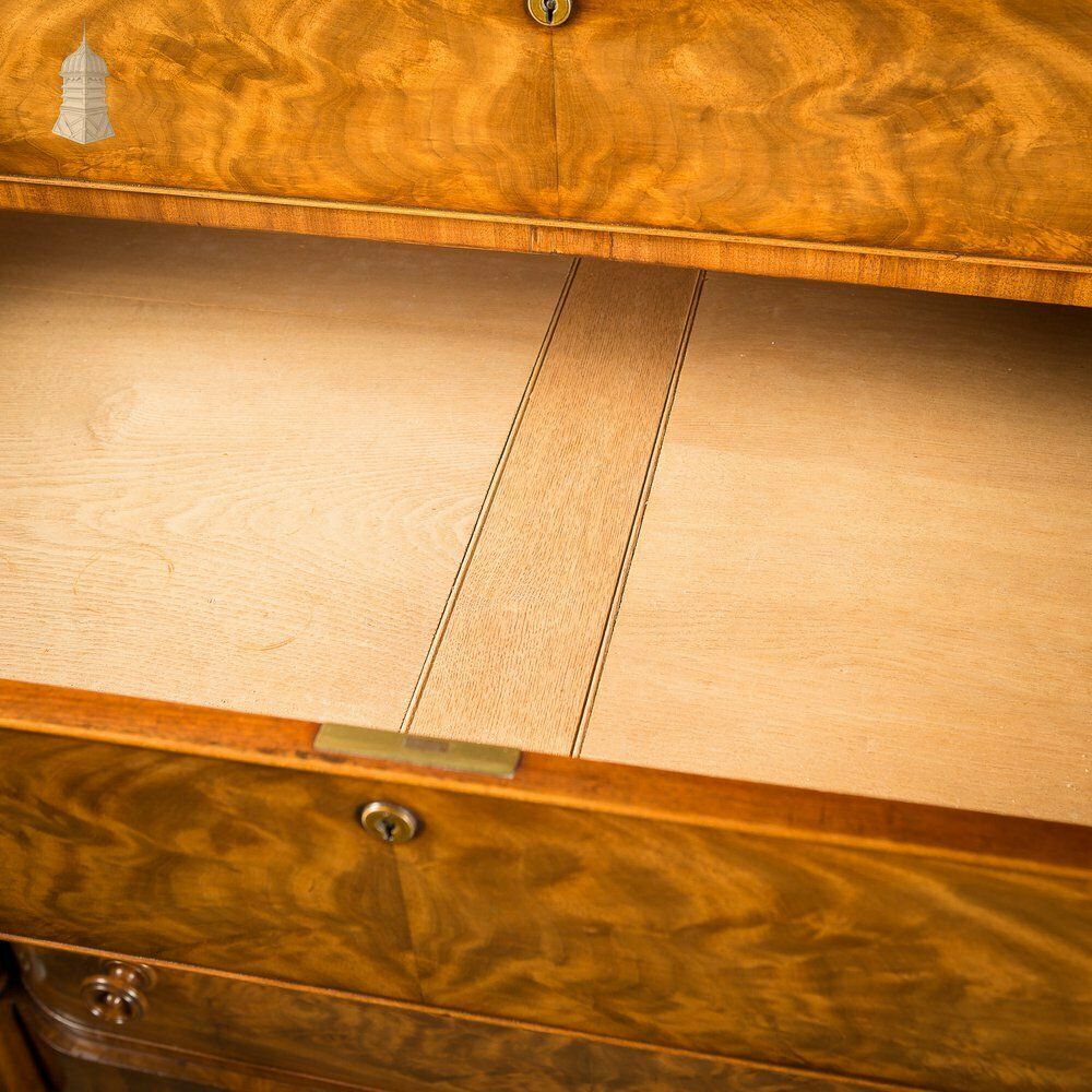 photo buy Impressive 19th C Bow Fronted Flanked Column Mahogany Chest Of Drawers