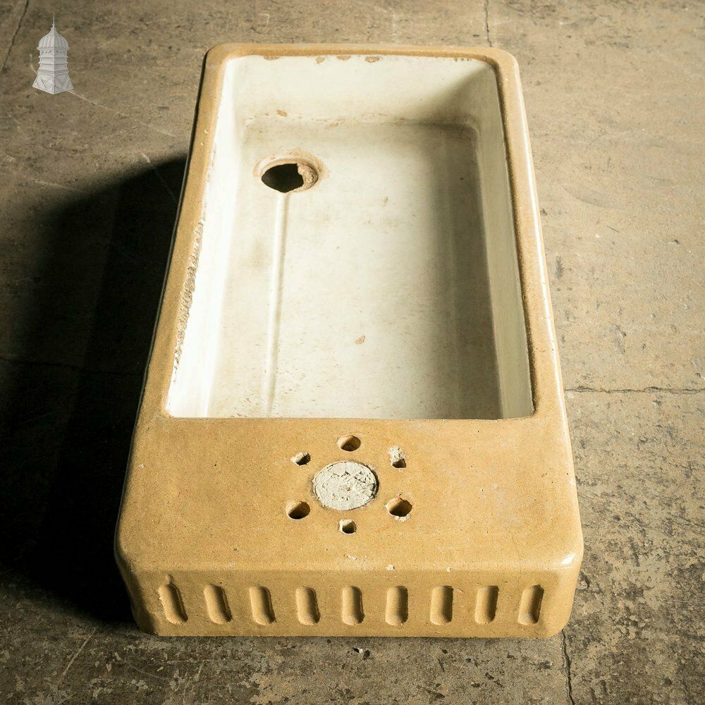 Trough Sink, Fluted Cane And White Worn Glaze, 19th C photo buy