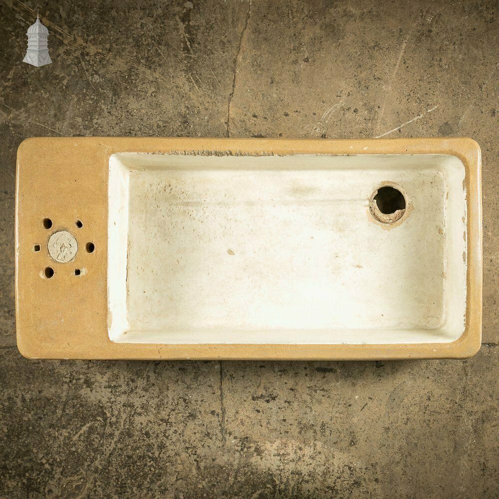 Garden Decor Trough Sink, Fluted Cane And White Worn Glaze, 19th C photo