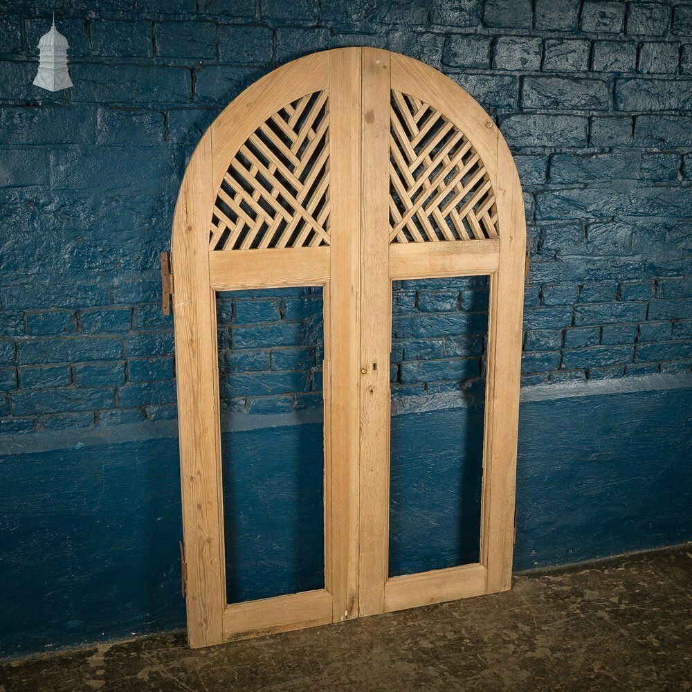 Home Fixtures Pair Of Small Arch Top Lattice Cupboard Doors photo