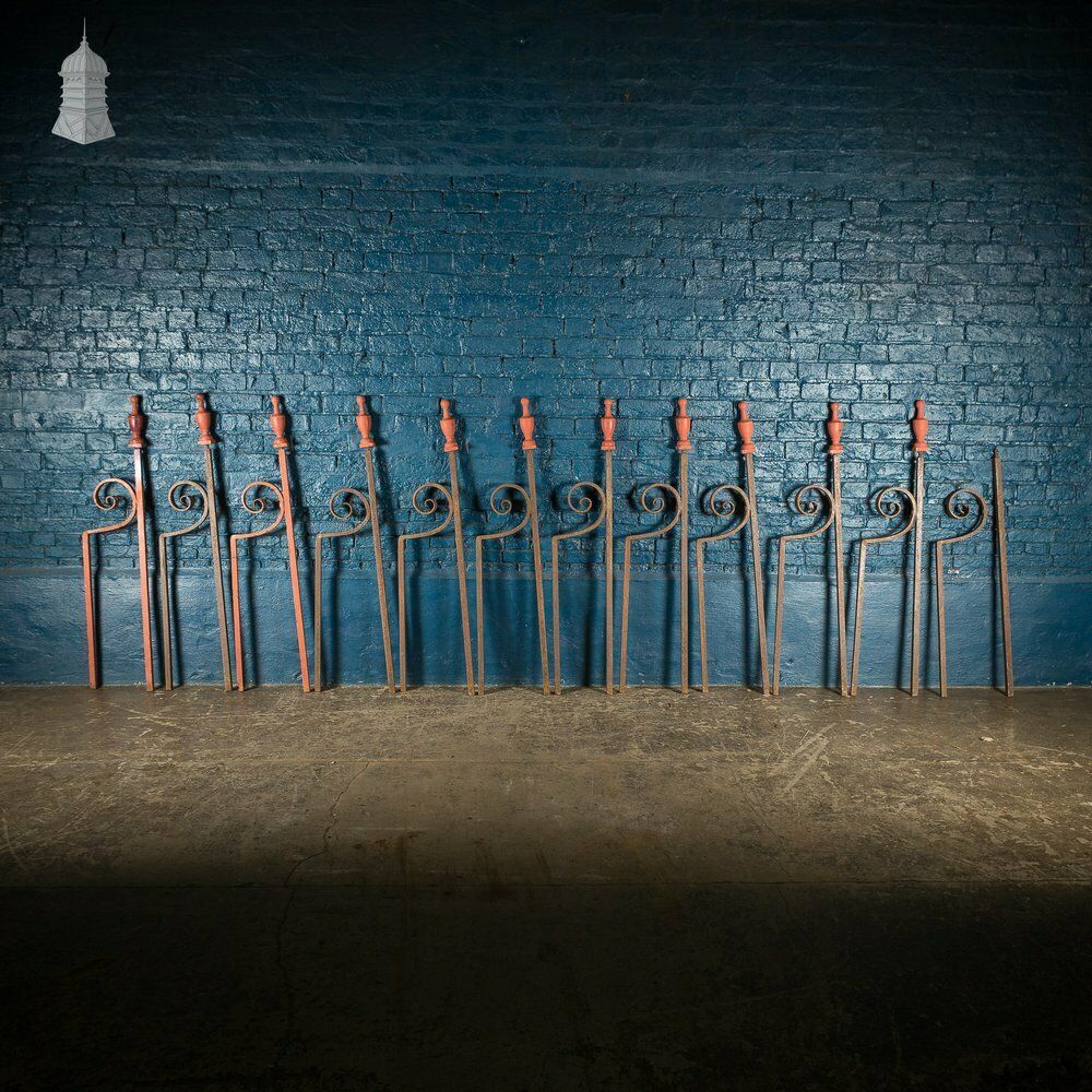 Batch Of 11 Wrought Iron Railing Support Elements photo furniture