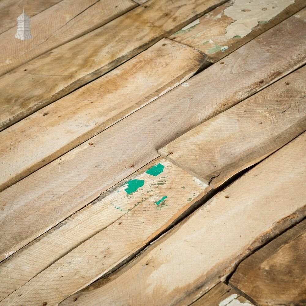 Batch Of 7.5 Square Metres Of Elm Wall Boards With Distressed Lath And Plaster Markings photo vintage