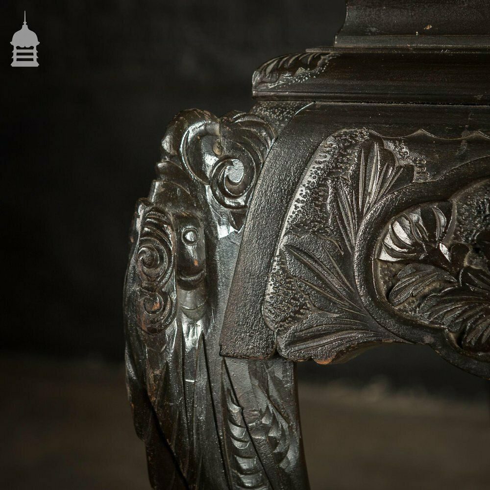 photo vinterior Dark Finish Anglo Indian Jardinière Stand With Leather Top