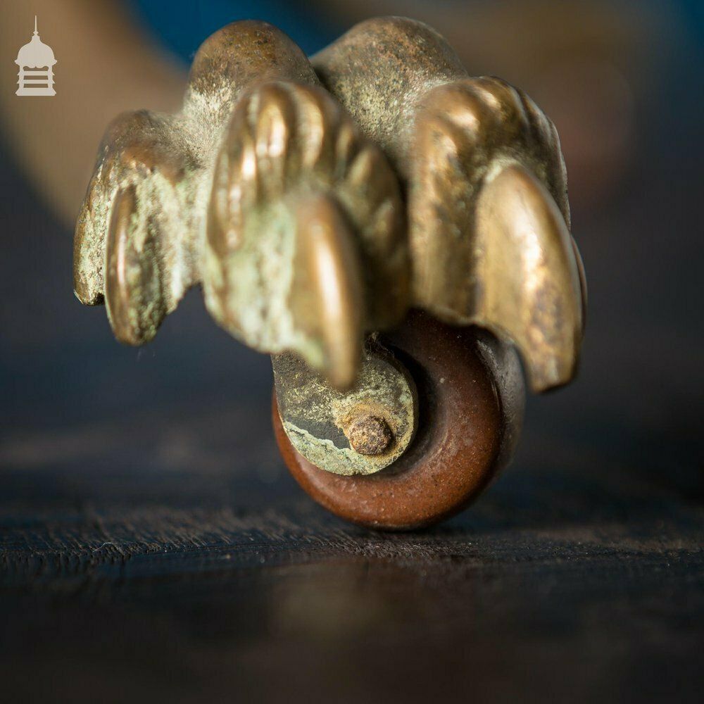 19th C Brass And Oak Swivel Sheet Music Or Record Rack With Claw Feet, Ceramic Castor’s And Treble Clef Design photo furniture