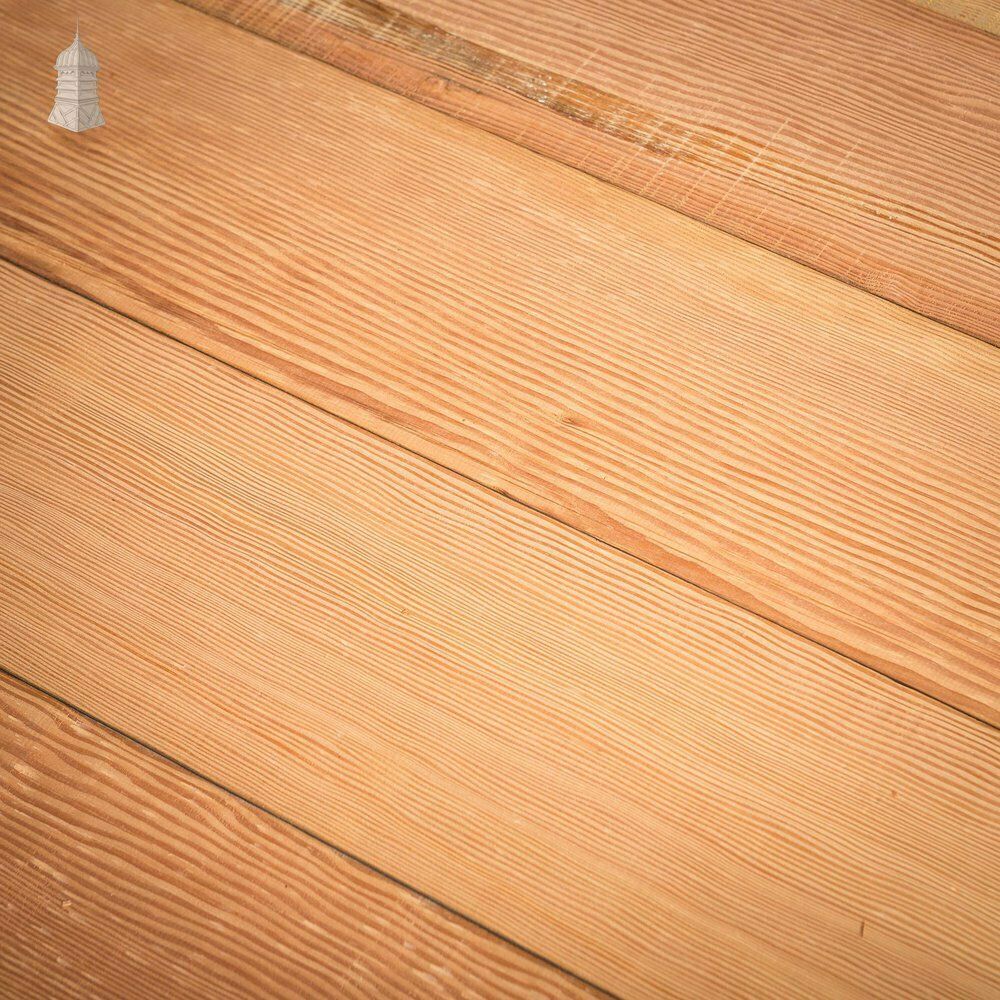 photo for sale Batch Of 13.5 Square Metres Of Mixed Width Planed Pitch Pine Wall Cladding Floorboards