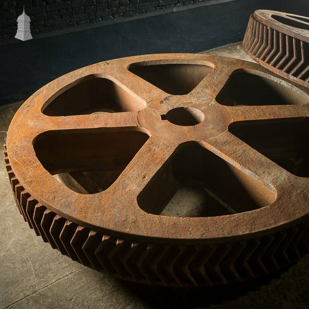 photo for sale Pair Of Huge Cast Iron Cog Gears – 2 Metres In Diameter