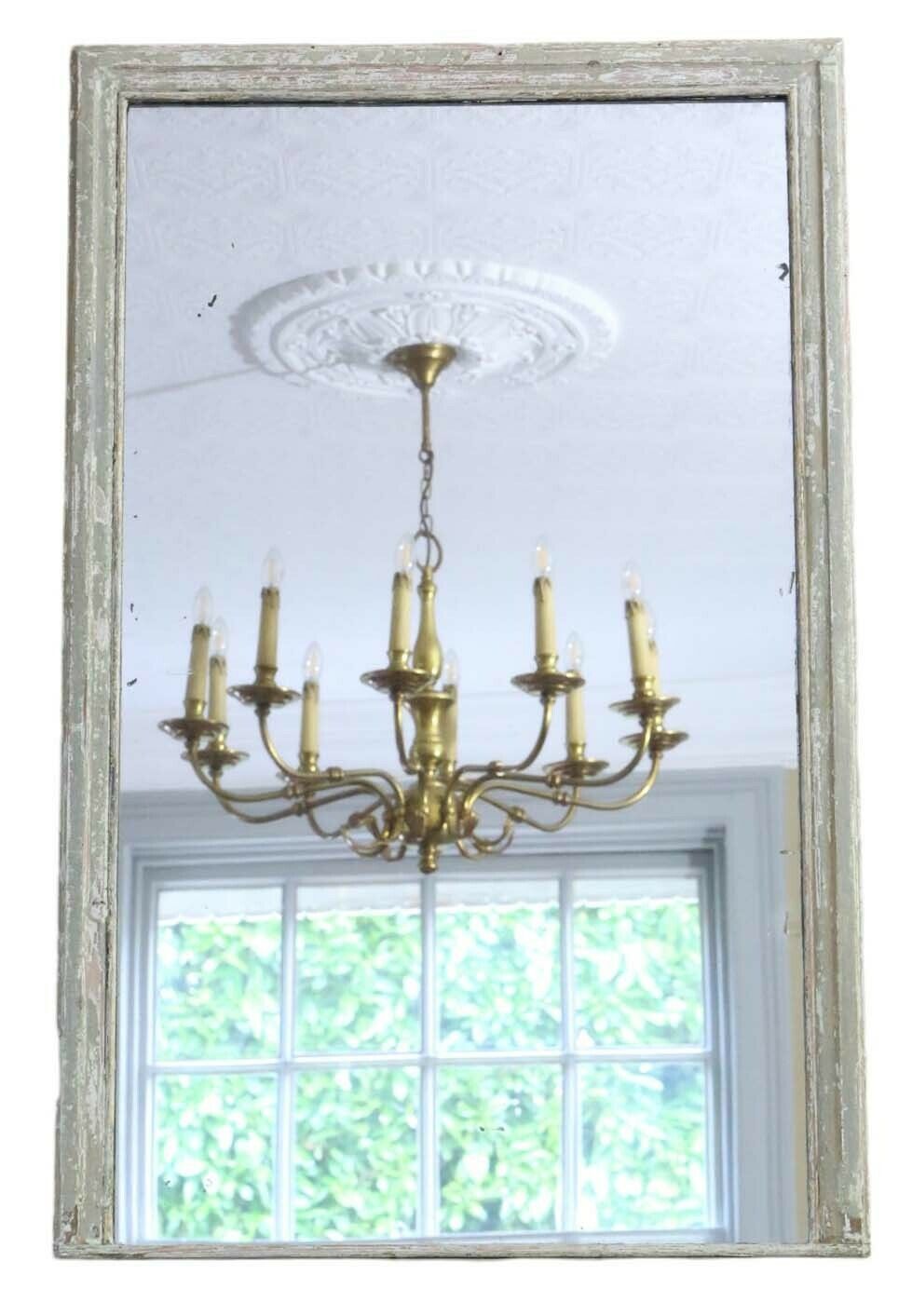 Antique Large Painted Overmantle Or Wall Mirror From The 19th Century