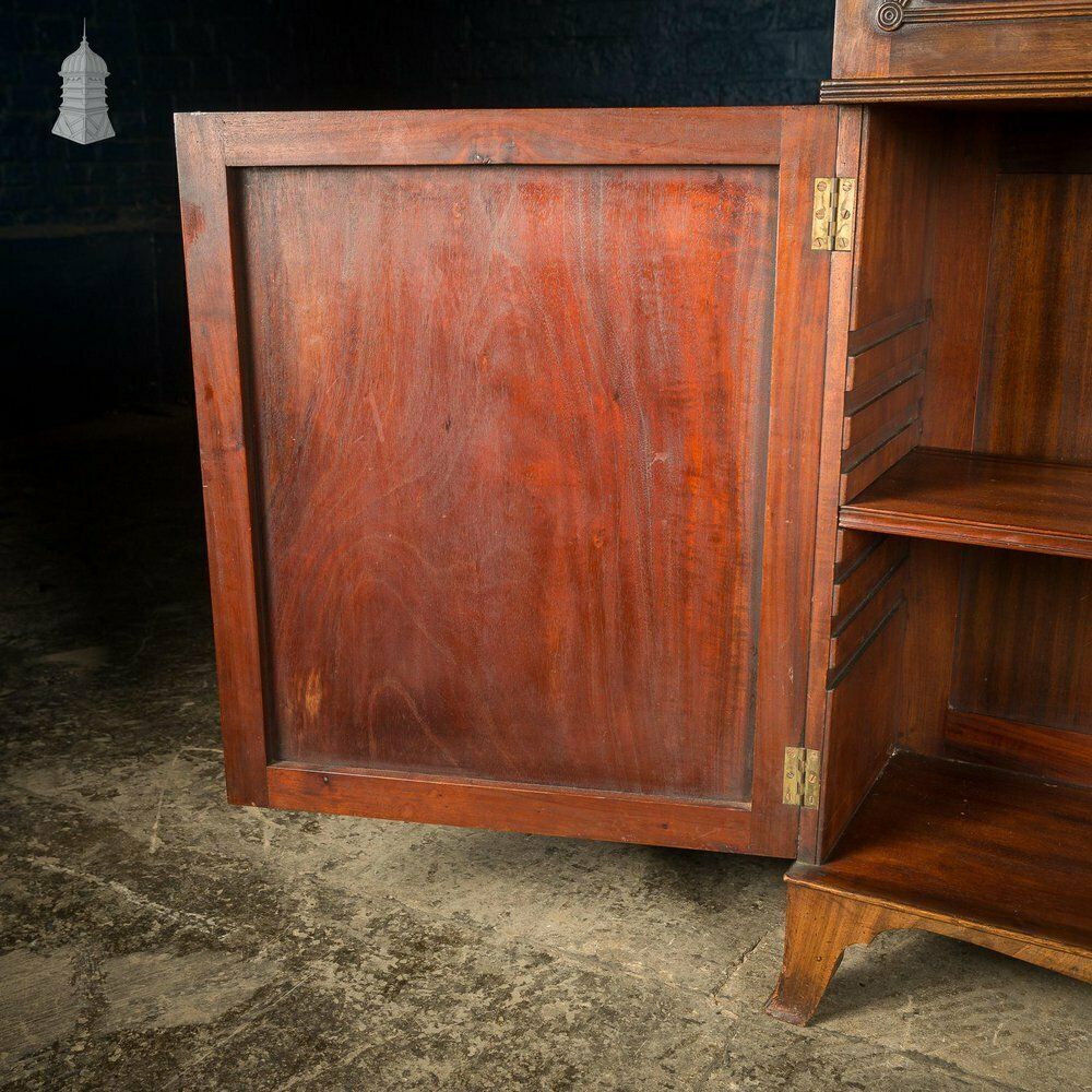 Circa 1890 Small Scale Glazed Bookcase By Bartholomew & Fletcher With Diamond Banded Glass & Reeded Detail photo Furniture