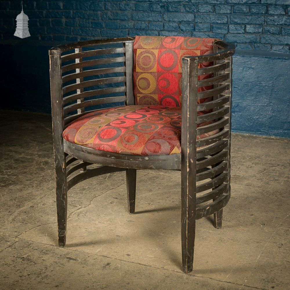Art Deco Ebonised Tub Chairs From A Hotel In Bombay photo vintage