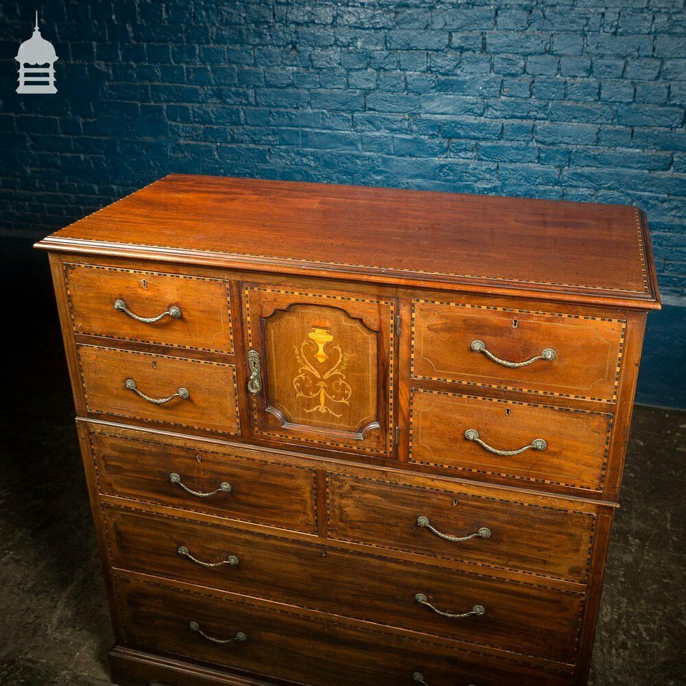 photo buy Early 19th C Inlaid Mahogany Chest Of Drawers