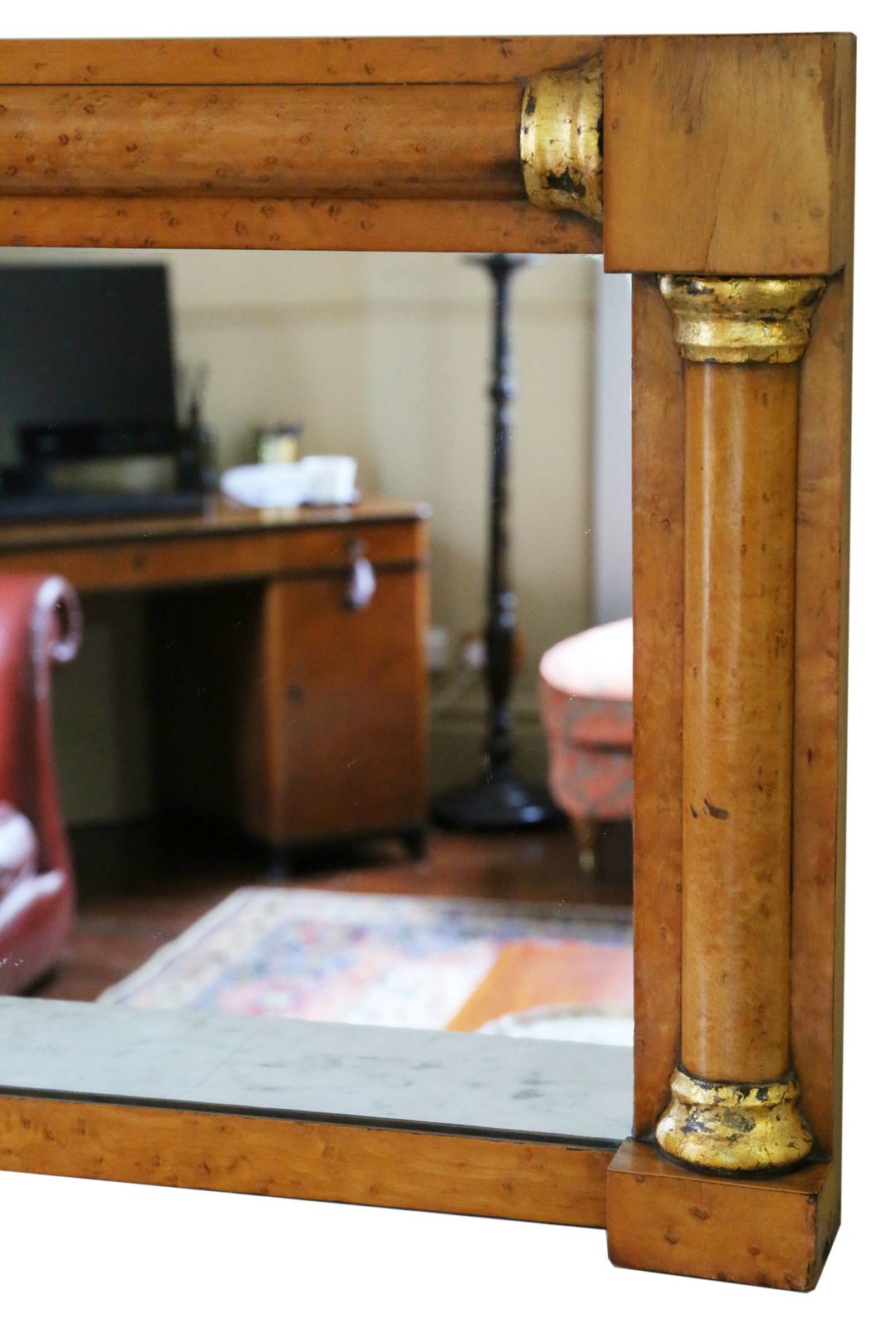 Antique Birds Eye Maple Overmantle Wall Mirror 19th Century Fine Quality photo for sale