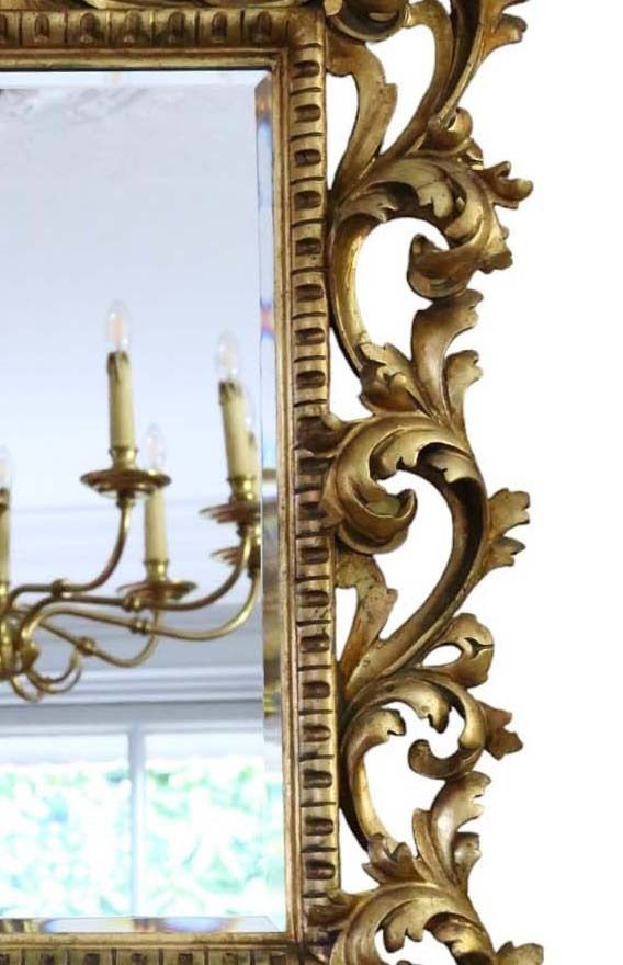 Antique Large Gilt Overmantle Wall Mirror 19th Century Fine Quality Florentine Style photo 2495.0