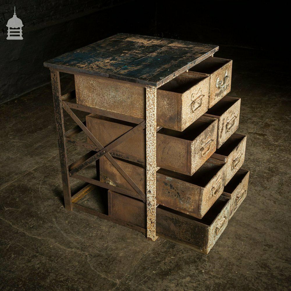 photo vinterior Set Of Heavy Duty Industrial Machinists Drawers On Brass Runner Wheels