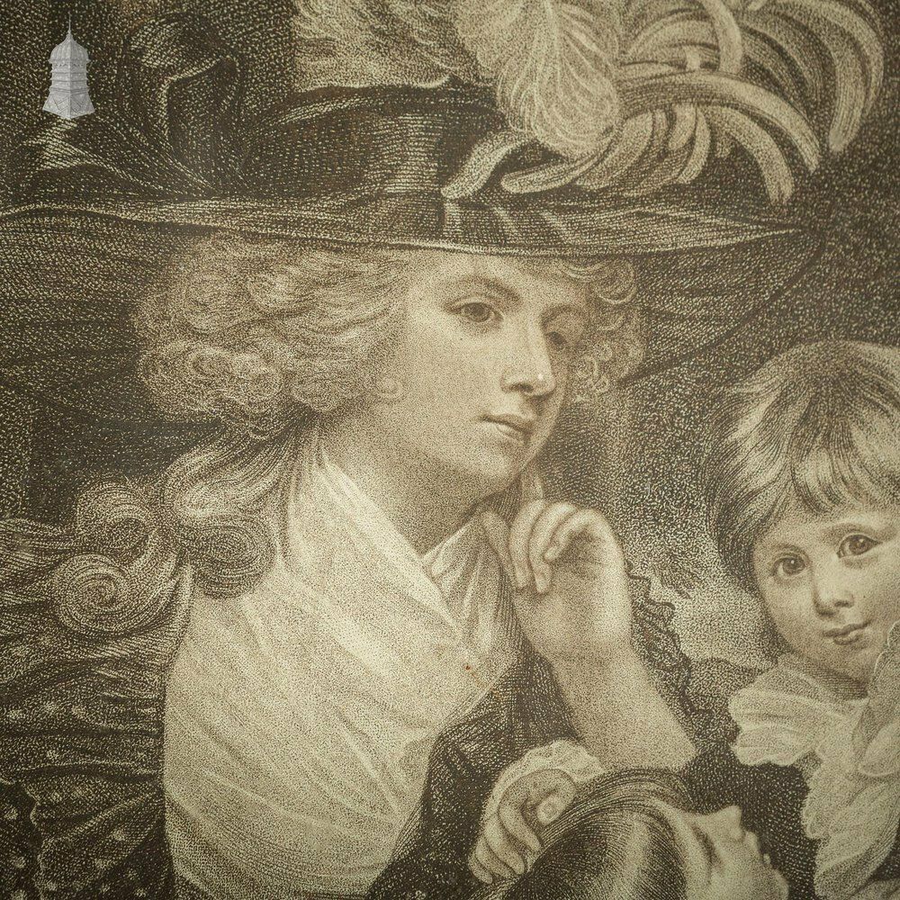 Framed Print Of 1789 Engraving Of Lady Smyth And Her Children: George Henry, Louisa And Charlotte photo furniture